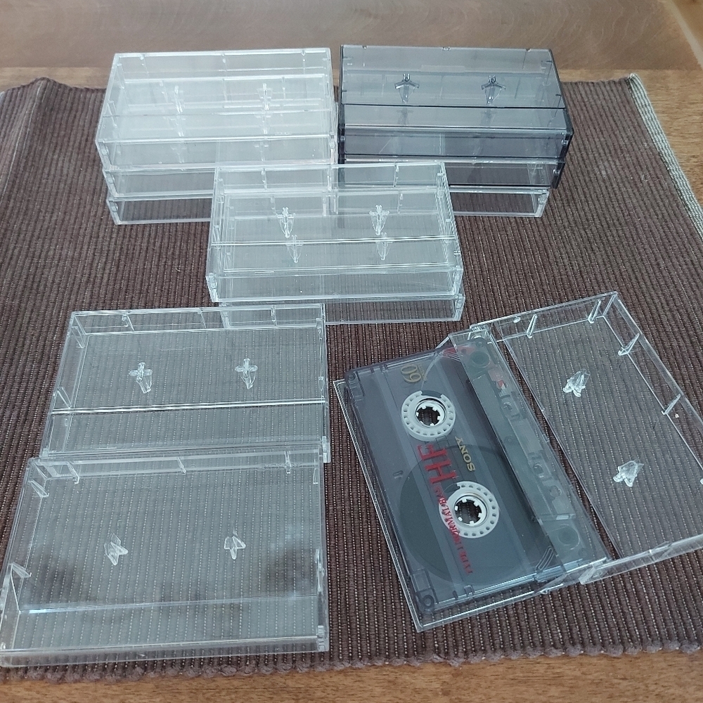 11x Cassette Tape Audio Cases Clear with NO Spindle Cover Case empty